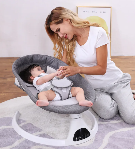 Berceau Électrique Bébé – Balancement Automatique, Mélodies & Moustiquaire
